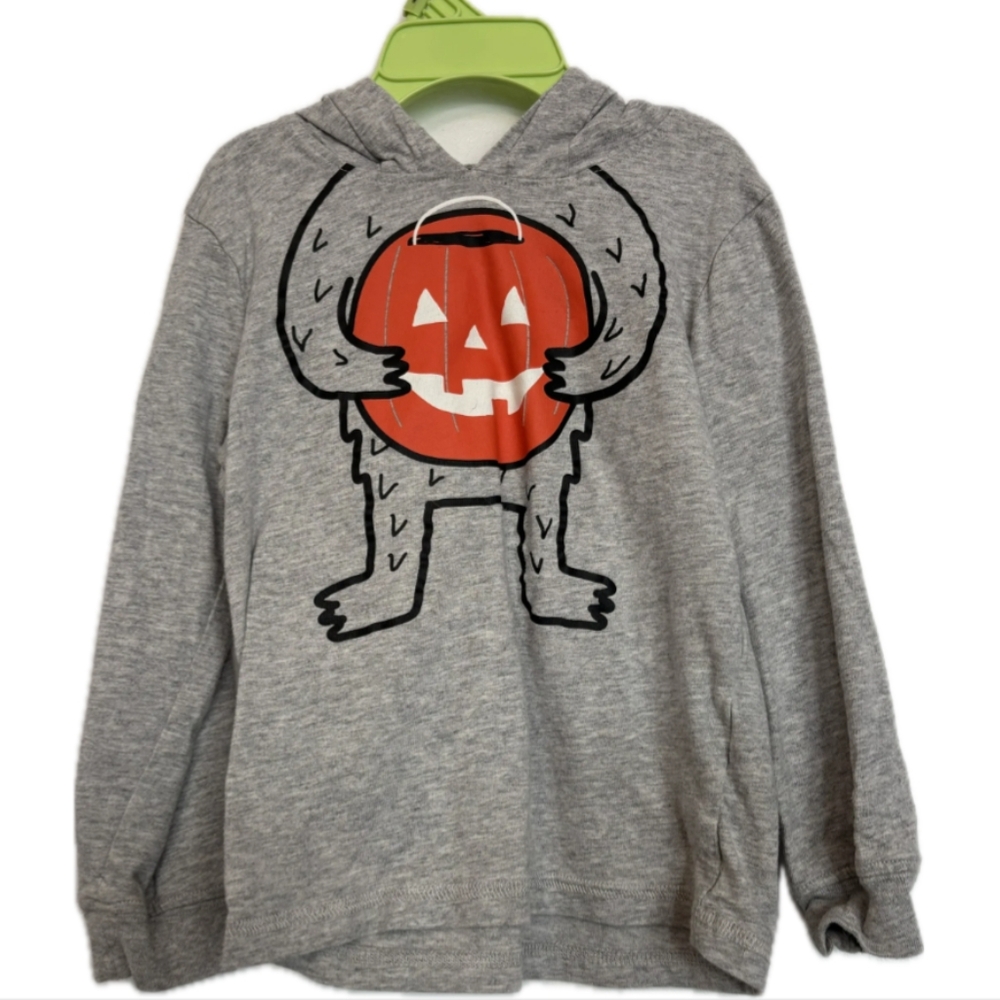 🌞4/20$ Carter's Gray Hoodie with Pumpkin Monster Design